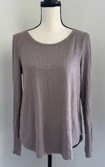 Classic Old Navy Brown Oversized Ribbed Top M Long Sleeve Scoop Neck Soft Cozy