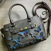 Coach Mini Blake Carryall in Pebble Leather Whit All Over  Butterfly Appliqué