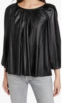 Ramy Brook Astrid Black Faux Leather Top