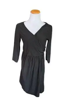 Faded Glory Womens  Black Jersey Knit Faux Wrap Super Soft Shift Dress - Sz M