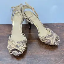 Lauren Ralph Lauren Kadie 4” snake skin ankle wrap heel size 7 1/2