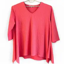 Caroline Rose Womens Tunic Blouse Size 3X Salmon Textured Knit Flowy Stretch