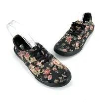 VANS Black Low Top Rose Pattern Lace Up Sneakers