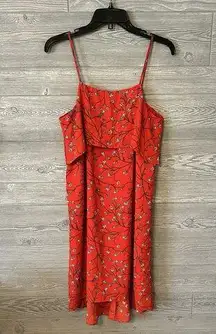 Tabitha Webb Flowered Dress Size 6 Red White Black Floral Lined Spaghetti Straps