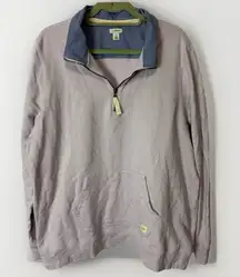 LL Bean Women's Organic Cotton Sweatshirt Quarter Zip Pullover Light Purple 2X