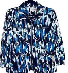 Erin London blue black white jacket Sz m