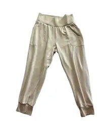 Nike Dri Fit Joggers Tan Rib Knit Waist Pockets Size Large