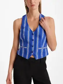 Express Women’s Blue Striped Vest