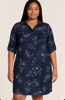 Mlle Gabrielle Navy Blue Floral Dress Size 2X