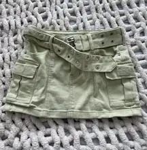 Green Cargo Denim Mini Skirt