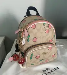 Coach Mini Court Backpack In Signature Canvas With Heart Cherry Print