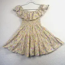 Flying Tomato Dress Womens Medium Floral Smocked Off Shoulder Ruffle Milkmaid