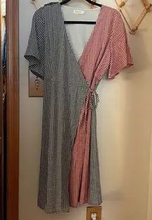 Roolee Gingham Wrap Dress NWOT