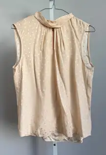 Rebecca Taylor 100% Silk Sleeveless Mock Neck Blouse sz M Career Luxury