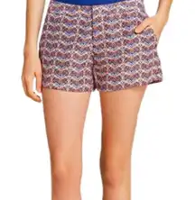 JOIE Women Orange & Blue Merci Printed Linen & Silk Blend Mini Shorts Size 4