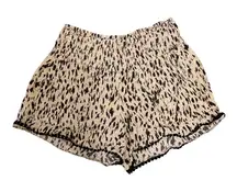 Three Dots XS Tan Leopard Print Pull On Shorts Casual Lounge Soft
