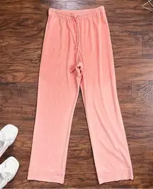 St John Sport • vintage pull-on faux suede pants peach coral wide leg leisure