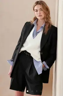 NWT Banana Republic Black Lido Sculpted Long Wool Blazer size 16 career work‎