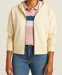 A New Day Cream Zip Front Hoodie Women's Size Large L Soft Lightweight Jacket