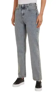 Womens 31 Straight Leg Gray Denim Pants Mid Rise MSRP $78.00