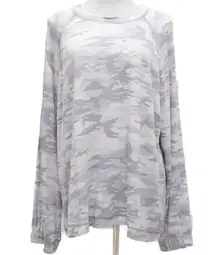 Sanctuary NWT  Long‎ Sleeve Camo Print Crew Neck T-Shirt In Gray Size XL