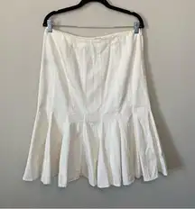 Ralph Lauren White Cotton Denim Mermaid Trumpet Pleated Skirt Size 8 Medium