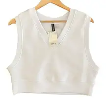 NWT Divided H&M V-Neck Cropped Sweater Vest Women's Size Small White