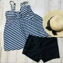 Avidlove Tankini Swim Dress Striped with Boyshorts