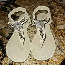 Off white bling sandals