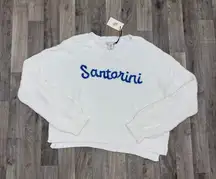 Santorini embroidered beachy coastal cotton sweater