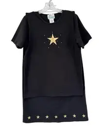 Quacker Factory Womens Star Embellished Top and Skirt Set Size M Black Nautical