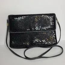 WHITING & DAVIS Black Metal Mesh‎ Crossbody Shoulder Bag Purse