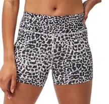 Outdoor Voices Snow Leopard Print Athletic Biker Shorts Womens Small White Black