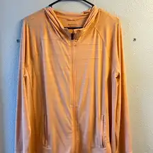 Athleta Women's Pacifica Illume UPF Relaxed Full Zip Sz L in Coral/Light Orange