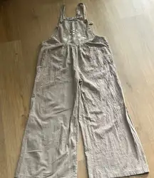 Beige Wide-Leg Overalls Sz M/L