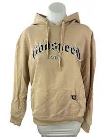 Godspeed Women's Beige Tan Logo Long Sleeve Hoodie Hooded Sweatshirt Top Sz M
