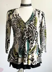 Animal Print Beaded Top, Glam, Y2K,‎ Vintage, Edgy, Indie, Small, Retro, Artsy