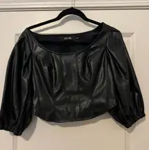 Black Leather Cropped Top