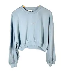 Youngla Crewneck Cropped Long Sleeve Sweatshirt Size Large Blue
