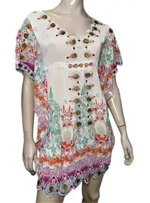 Meghan Los Angeles Women's 6 Multi-Color Beaded Rhinestone Tops Tunic Cover Up