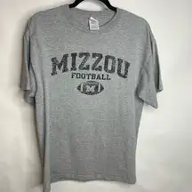 MIZZOU Football T Shirt Sz Large Gray Black Graphic
