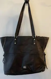 KOOBA EVERETTE Black Leather Shoulder Carryall Tote Bag Satchel Handbag Purse