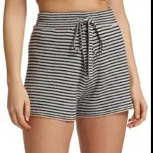 A.L.C. Billie Striped Ribbed Knit Shorts Black Blue Size M