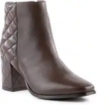 New Seychelles Paramount Quilted Leather High Heel Booties Brown Women's Sz 7.5