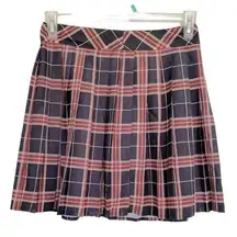 Romwe  Skirt Plaid Pleated  School Mini High Waist Preppy Dark Academia Sz Medium