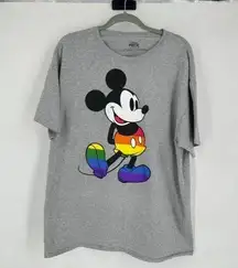 Disney  Women's Pride Collection Mickey Mouse Short Sleeve T-Shirt Gray Size XL