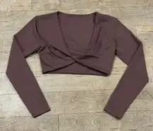 Vitality Brown Long Sleeve Athletic Crop Top Size Medium