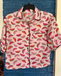 Kate Spade New York Watermelon Print Pajama Top Button Down Shirt‎