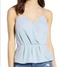 Leith Sleeveless Faux Wrap Camisole Light Blue