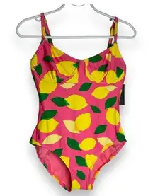 Kate Spade New York Sea Star Pink Lemon One Piece Swim Bathing Suit NWT Sz S